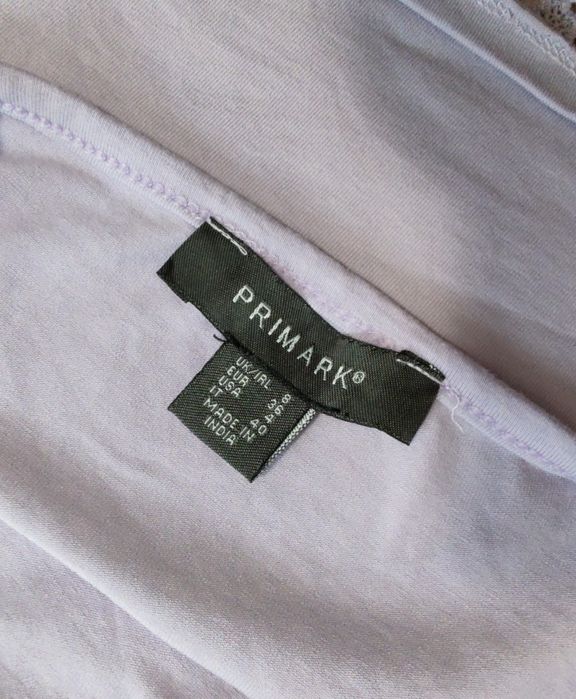 Fioletowy liliowy crop top z haftem koronką 36 S Primark