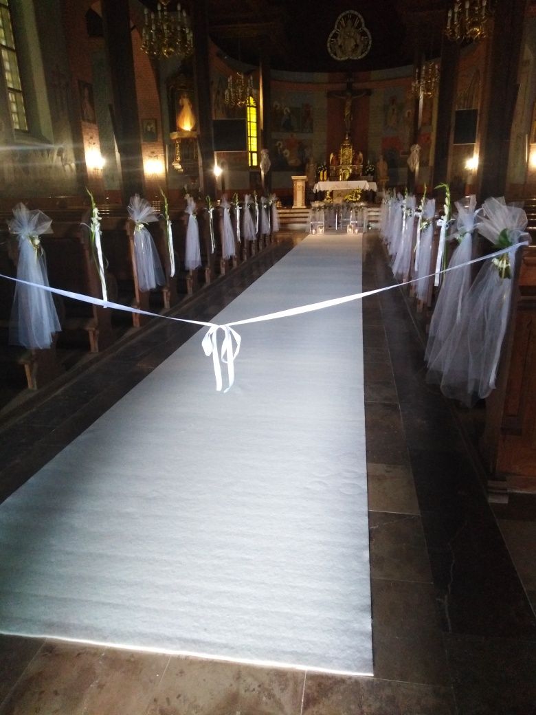 Biały dywan na ślub długi 25mb szeroki 1.6m