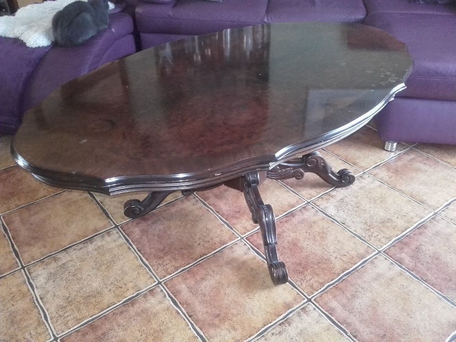 Stół / Ława - Owalny - Drewniany - Rzeźbiony