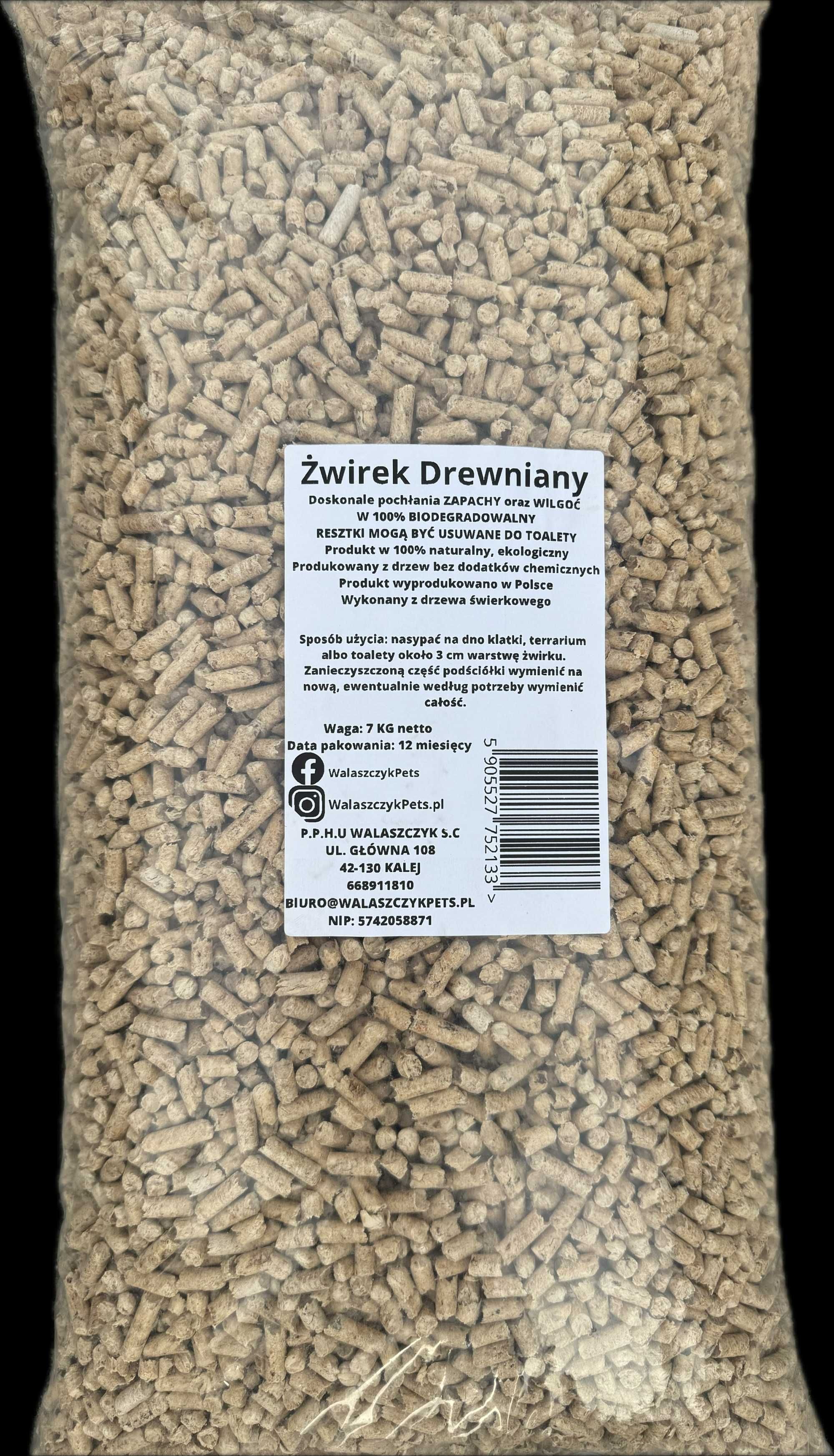 Żwirek Drewniany 7kg 14l Dla Gryzonia Królika Kota