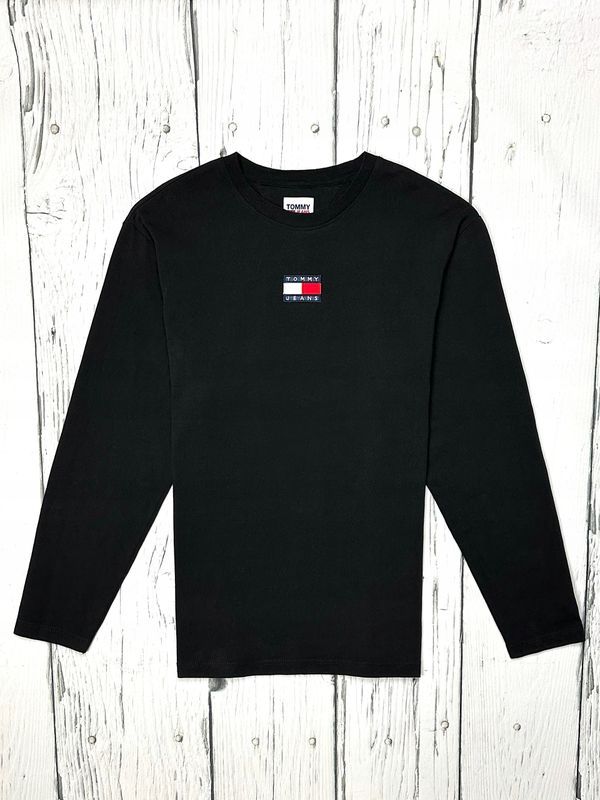Tommy Jeans Cienka Bluza Crewneck Męska Logowana Czarna r. L