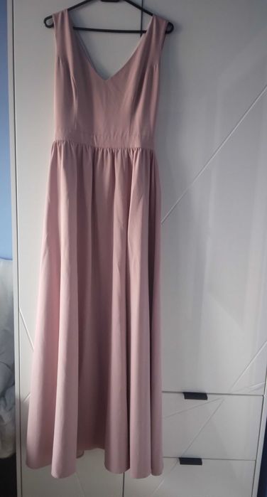 Sukienka maxi 38 M Katniss wieczorowa wesele damska pudrowy róż długa