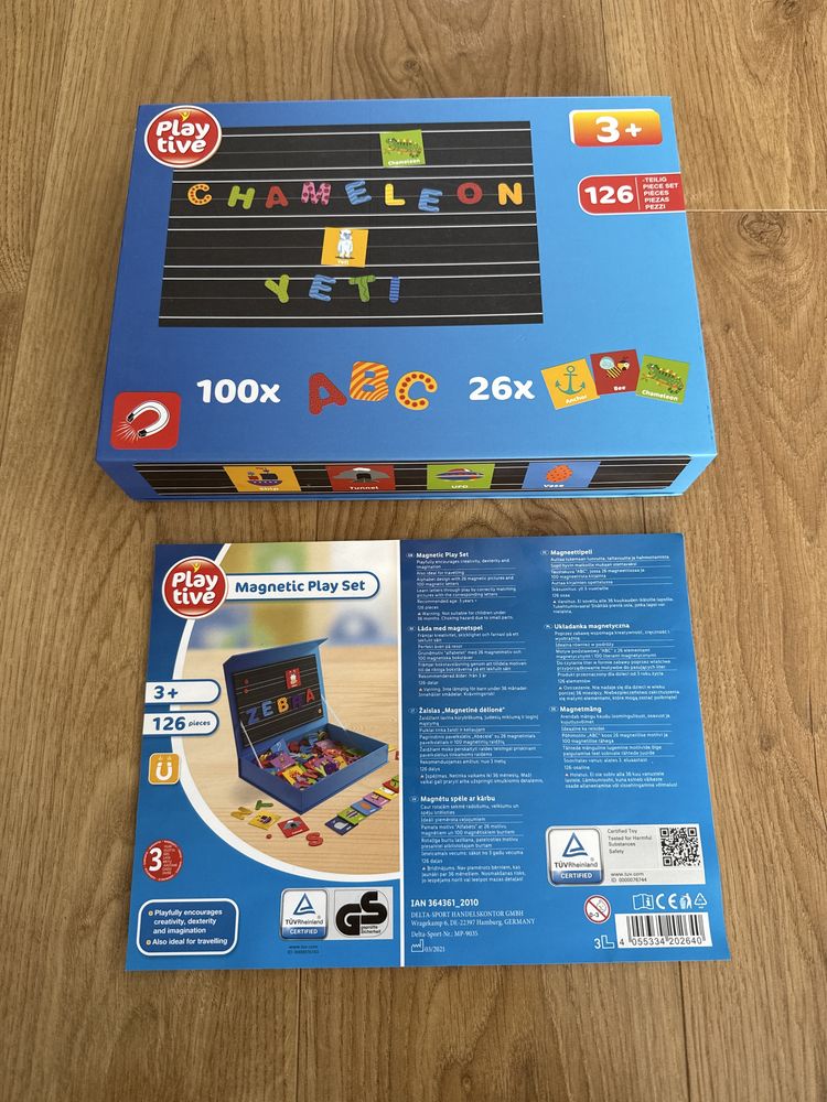 Litery magnetyczne 100szt i obrazki 26 szt wraz z tablica do ukladania