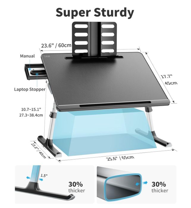 SAIJI stolik do laptopa, kąt nachylenia, składane nogi 60x45 cm