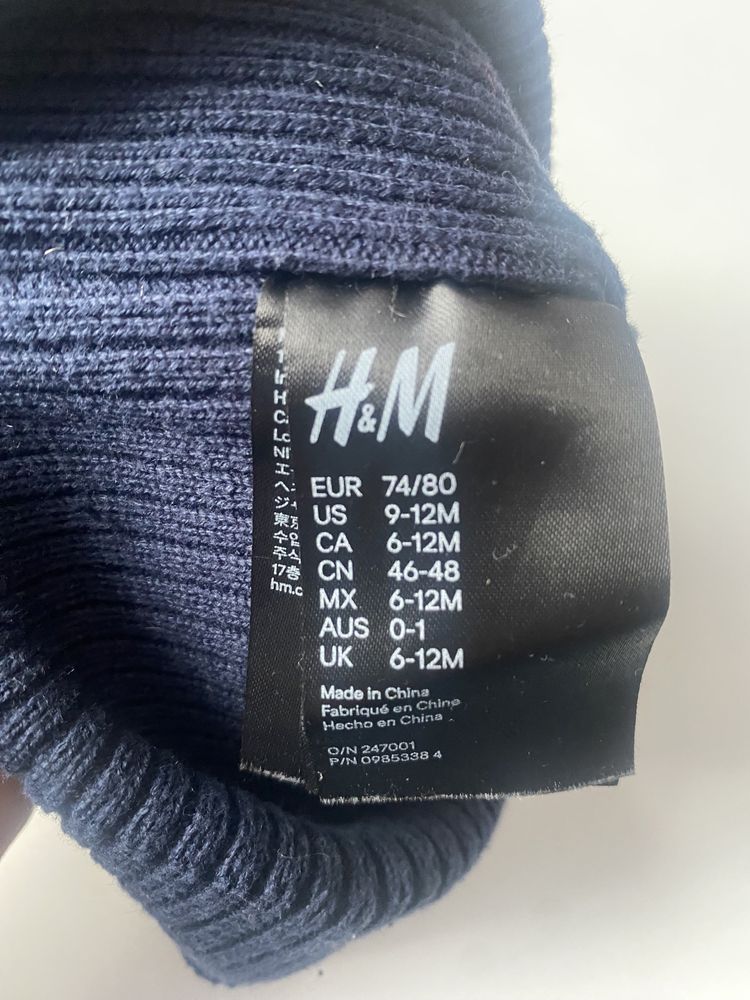 Granatowa czapka zimowa h&m r. 74/80