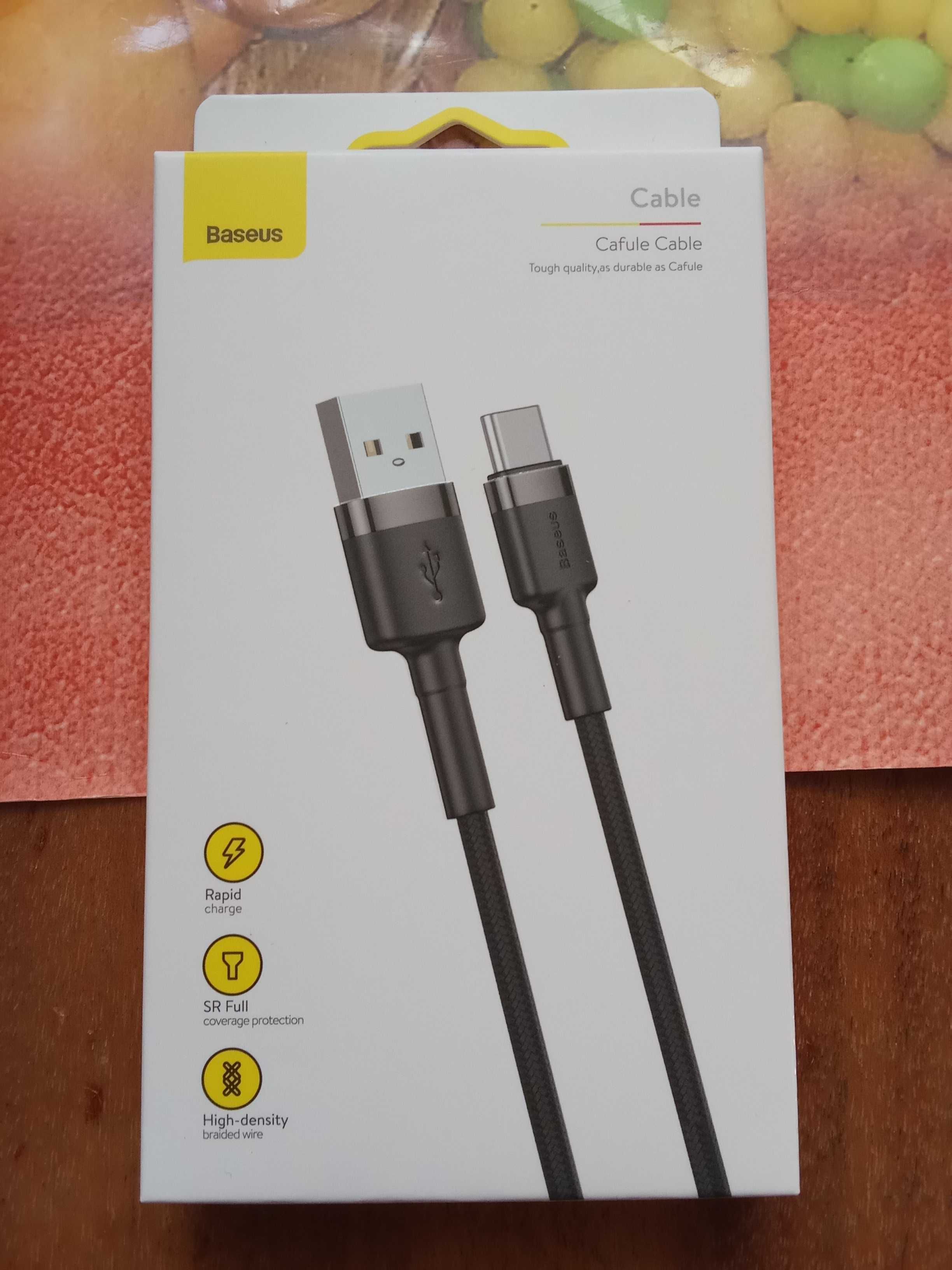 Продам 2 USB кабелі Baseus, для смартфона (USB-Type-C, USB-Lightning)