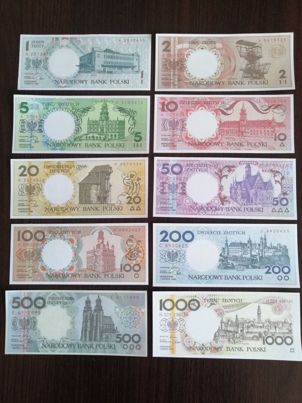 Banknoty miasta Polskie 1990r.