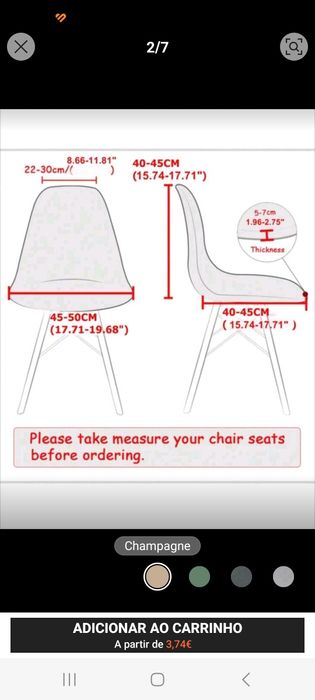2 conjuntos de 2 almofadas de cadeiras