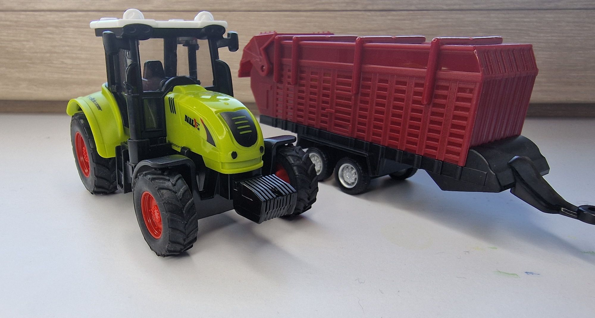 Traktor ciągnik przyczepa zestaw rolnika farmera dla dzieci