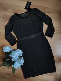 Nowa sukienka Cropp mała czarna siateczka groszki S 36