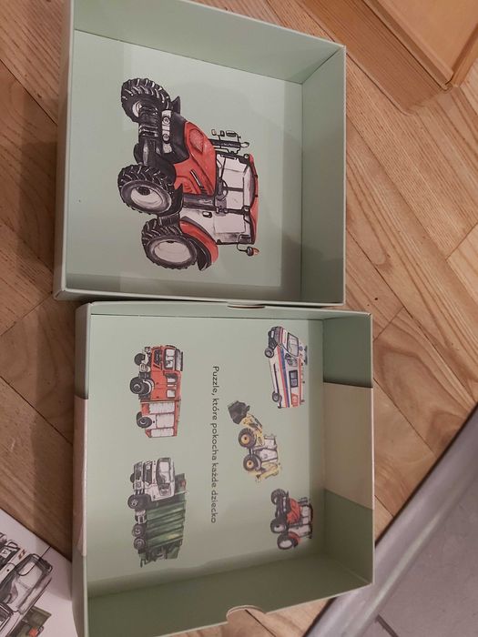 Puzzle 4 elementowe pojazdy "Mama maluje" x2 szt +puzzle drewniane