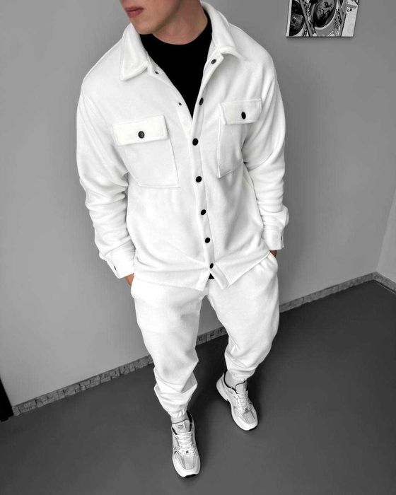 Теплий чоловічий флісовий комплект (сорочка-куртка та джогери)