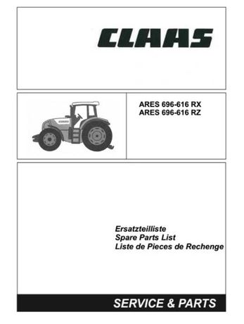 Katalog części ciągnika Claas ARES 616, 617, 656, 657, 696 RX/RZ