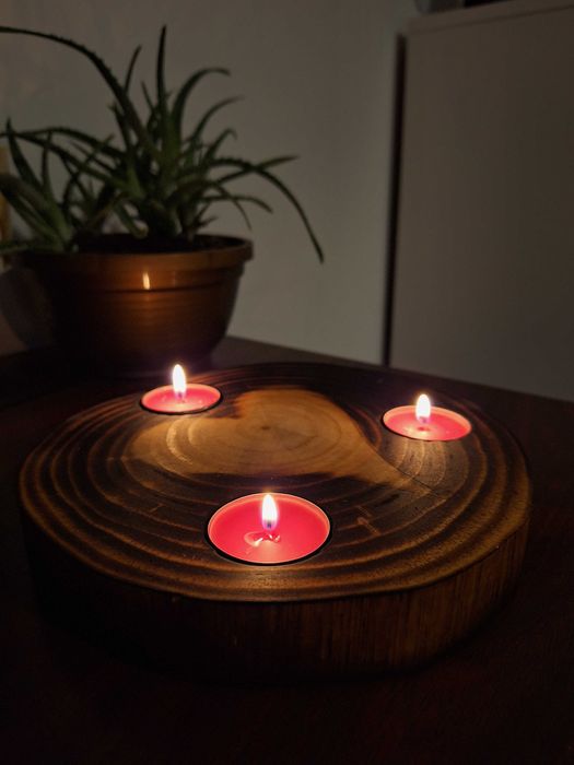 Świecznik deska z motywem serca