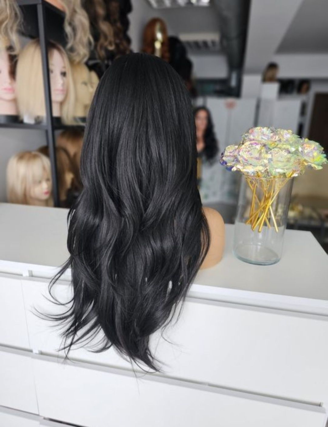 Długa peruka premium lace front Jennyfer ll czarna naturalna fryzura
W