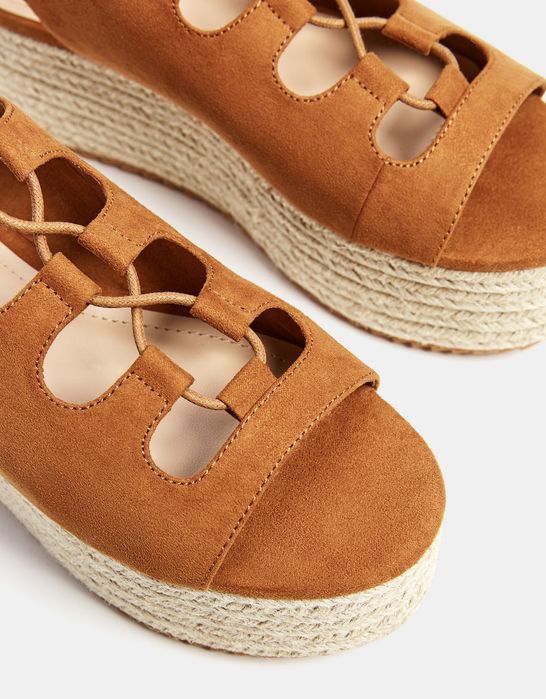 Sandálias de plataforma com cordões - Bershka
