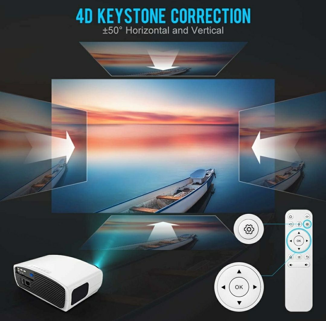 Projetor led 9000 lumens + Keystone 4 D + 1080P + Preço Promocional