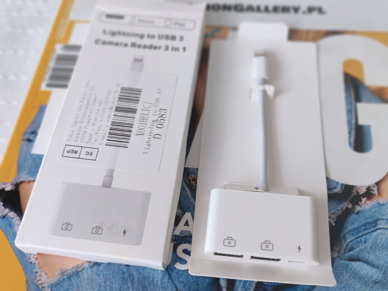 NOWY Adapter USB 3w1 Ligthning do iPhone'a 13,12,11 Pro X /iPada