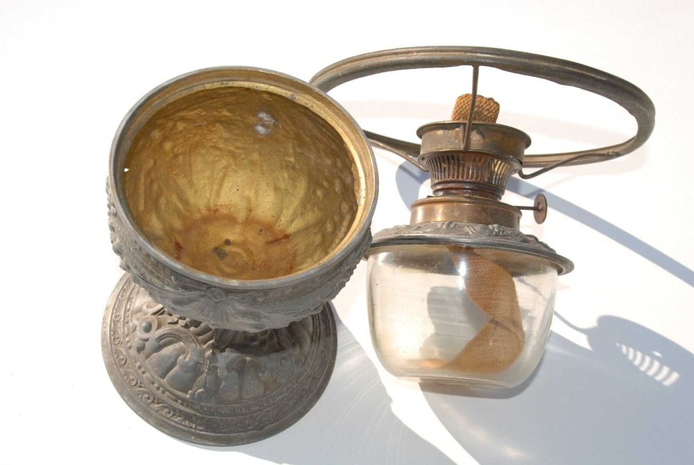 Stara lampa naftowa mosiężna antyk zabytek kolekcjonerska