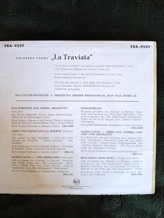 vinil Giuseppe Verdi - La Traviata - RCA Victor  - 1951- muito raro