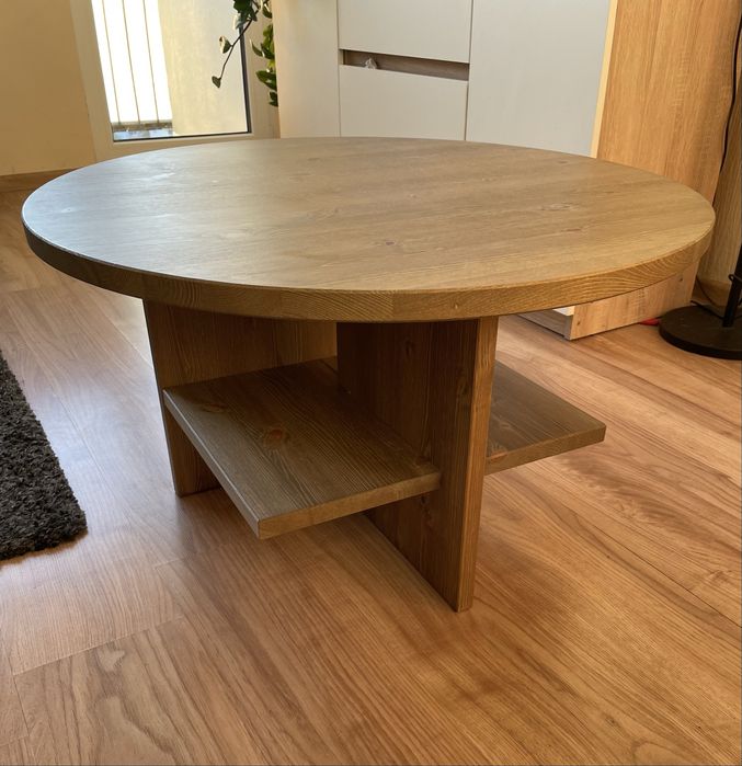 Nowy okrągły stolik kawowy z litego drewna