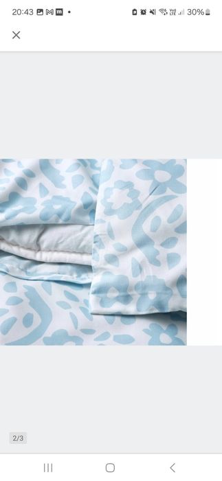 Posciel ikea 200x200 biało niebieska