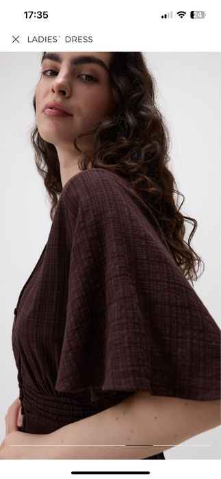 Сукня міді літня RESERVED шоколадна з бавовни, плаття жіноче