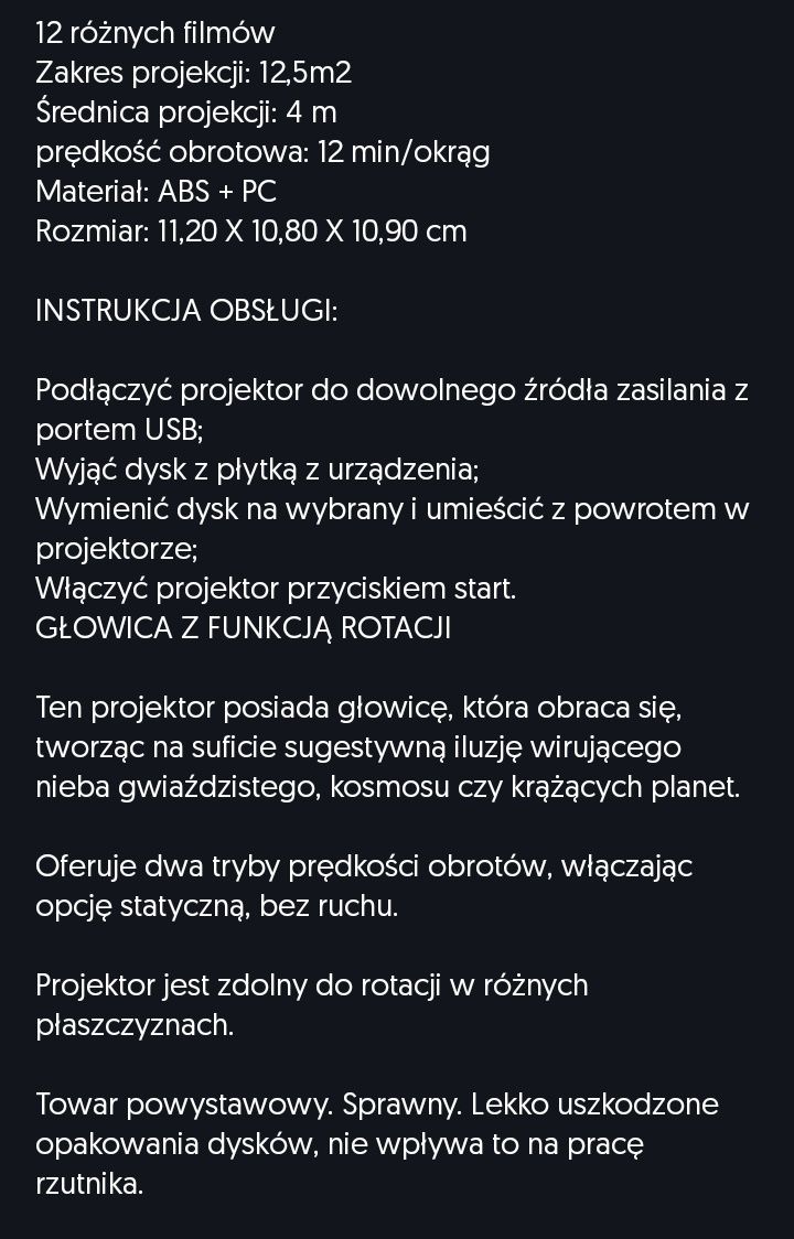 Sprzedam projektor gwiazd  nowy Galaxy