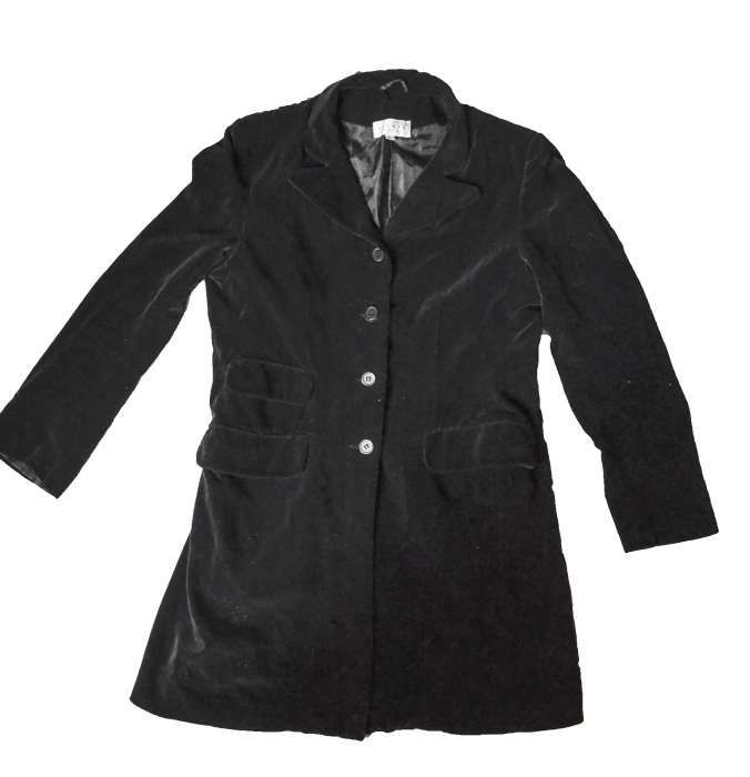 Czarny welurowy płaszcz Hennes r. 42