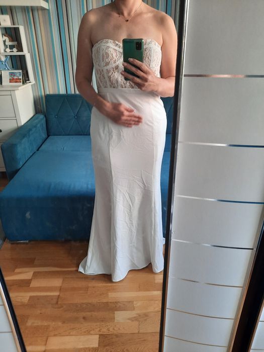 Suknia balowa ślubna bez ramion Jarlo Simren r. 44