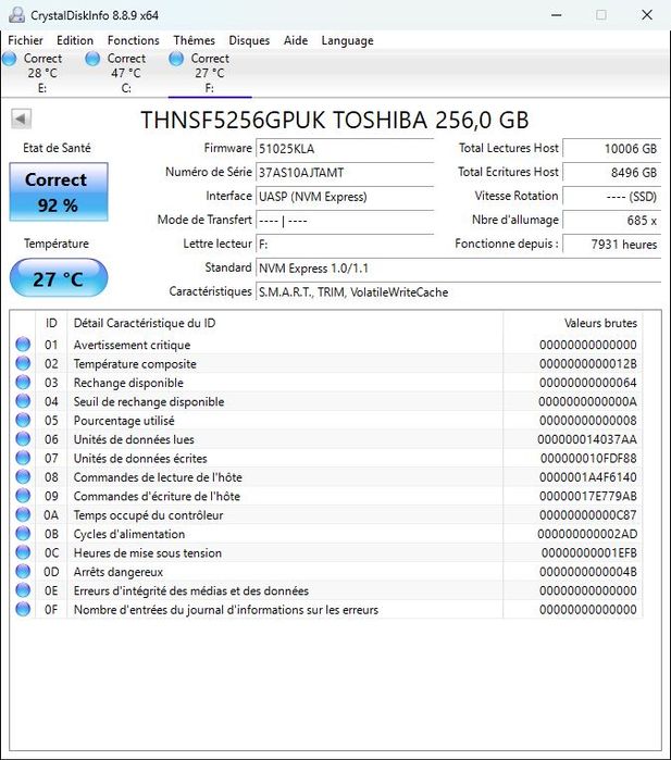 Lote de 4 discos SSD 256 Go NVME M2
