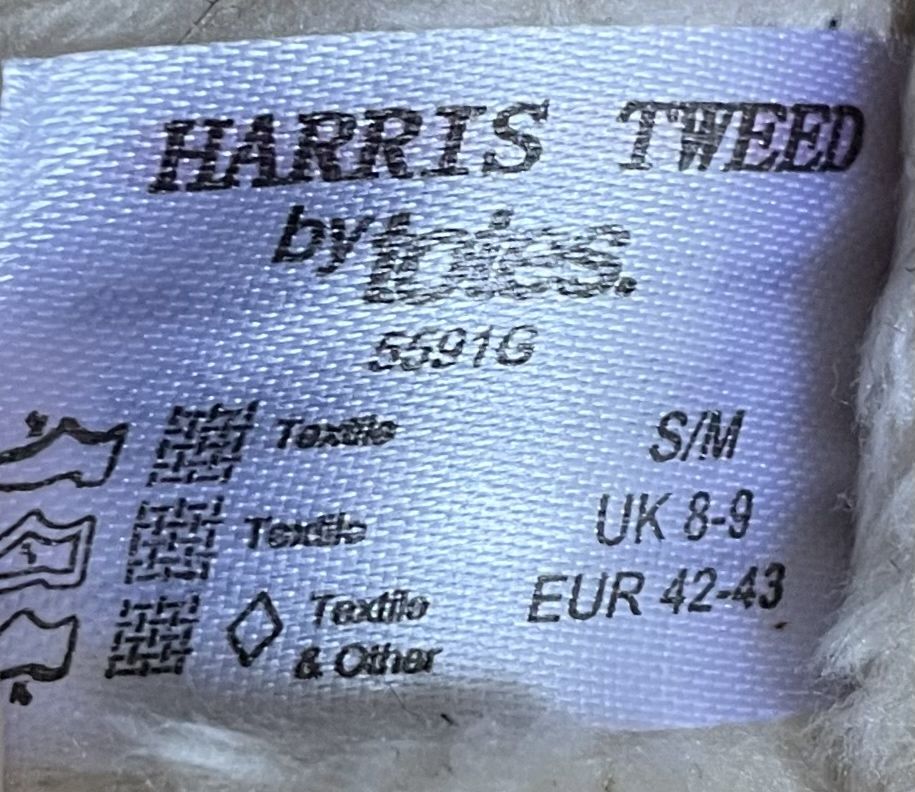 Тапочки Vintage Hype Harris Tweed Wool Checkered Grey Totes Slippers