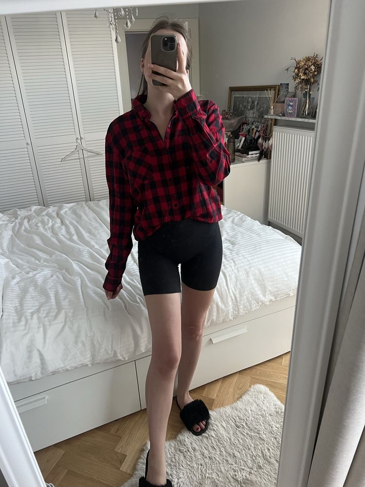 Koszula w krate S/M Pull&Bear czerwono czarna y2k unisex bluzka