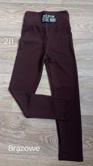 Leginsy 116 brązowe prążek