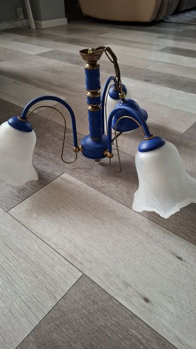 Żyrandol niebieski 3 klosze