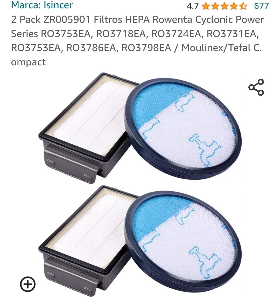 Pack filtros aspirador rowenta