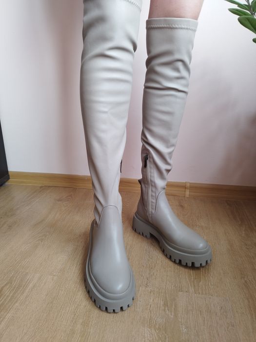 Шкіряні чоботи ботфорти осінь зима