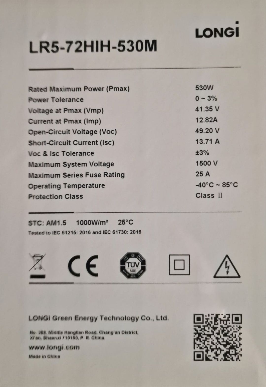 Panele fotowoltaiczne Longi 530W 7 sztuk