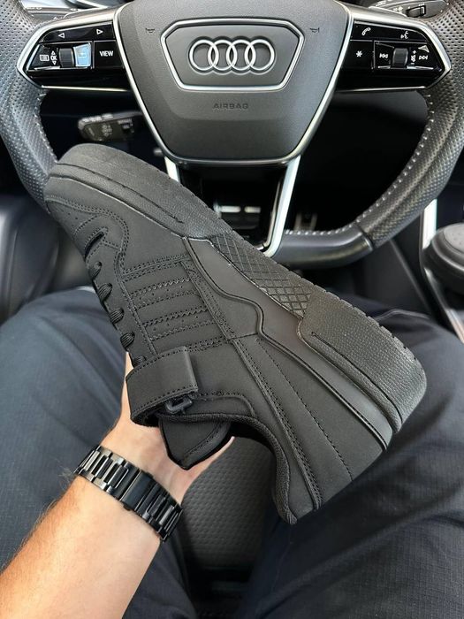 Adidas Forum low all black (натуральна матова шкіра) Нубук