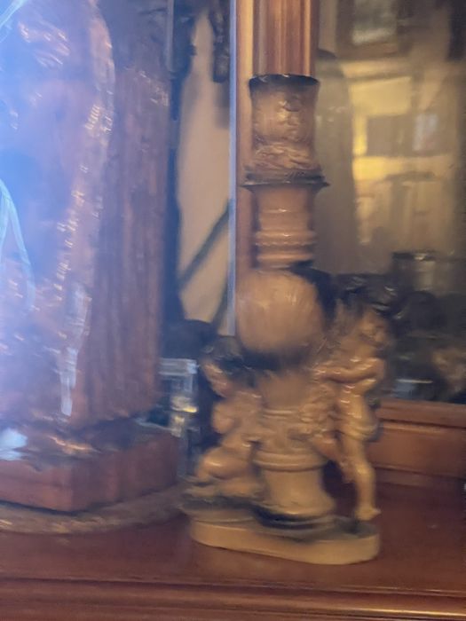 świecznik barok secesja cherubinki aniołki putto girlanda winorośl