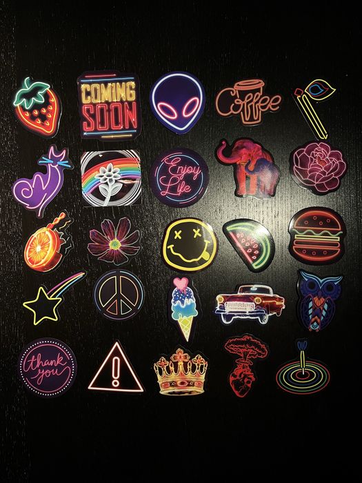 100 Autocolantes Stickers Neon