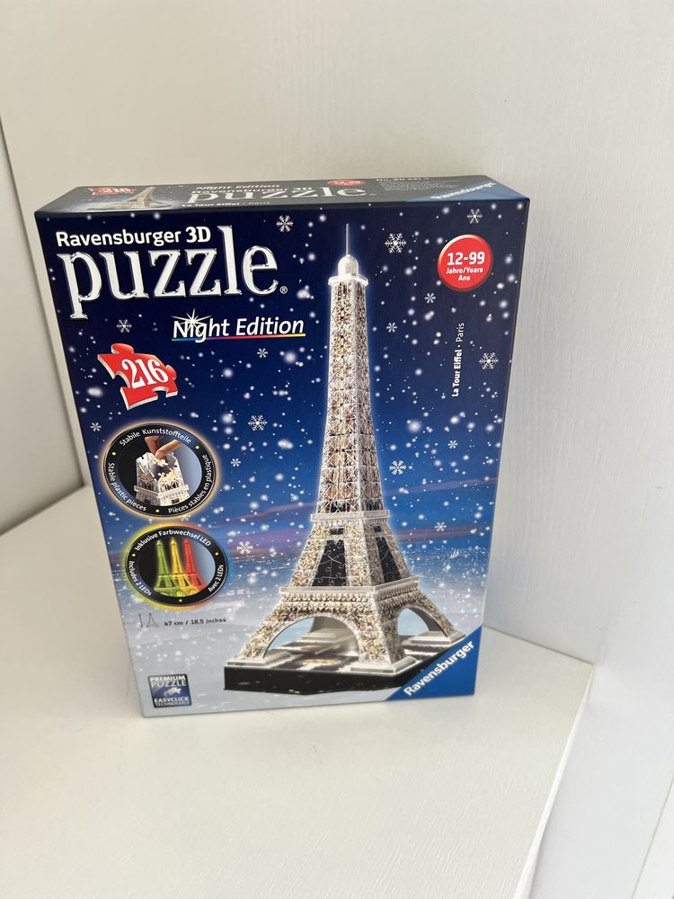 Puzzle 3D Ravensburger wieża Eiffel edycja nocna podświetlana