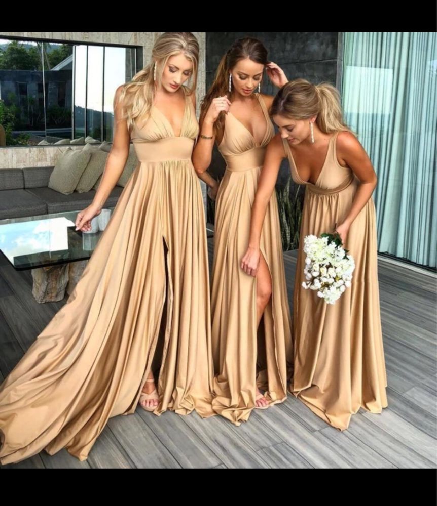 Golden dress bridesmaid