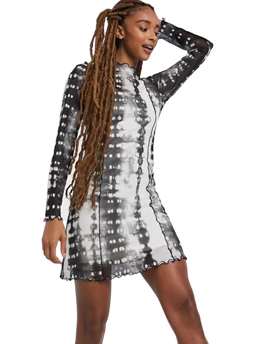 Stradivarius Sukienka wzór tie-dye tiulowa M