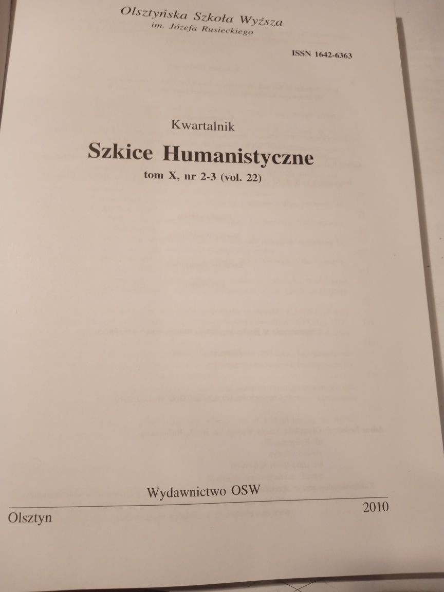 Szkice humanistyczne -tom X.