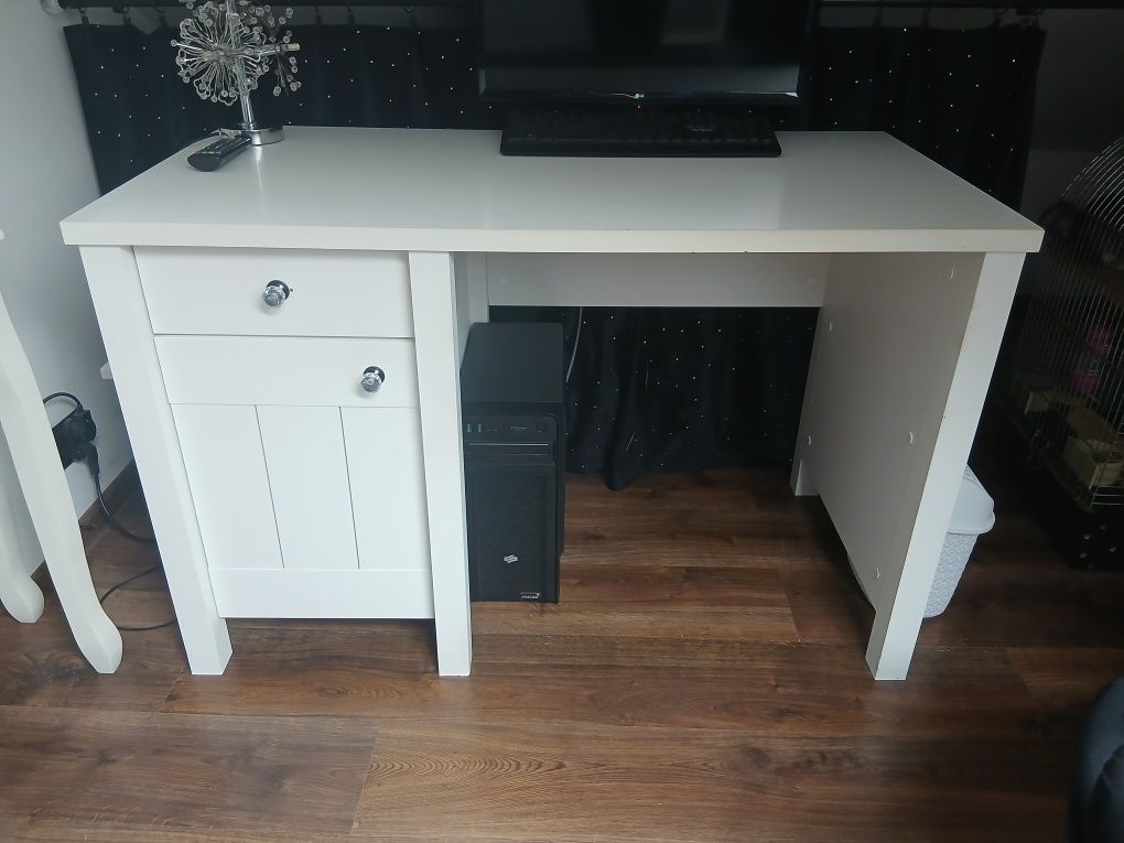 Biurko w stylu glamour białe 120 cm