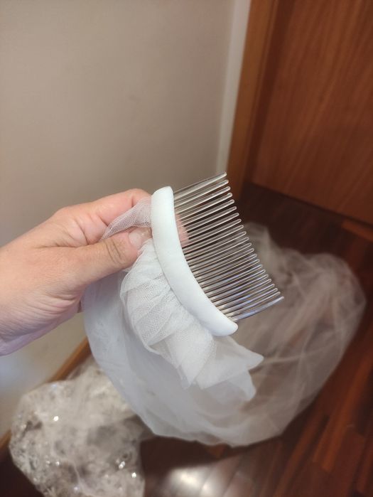 Véu Noiva Tule Renda Lantejoulas Pérola 4M