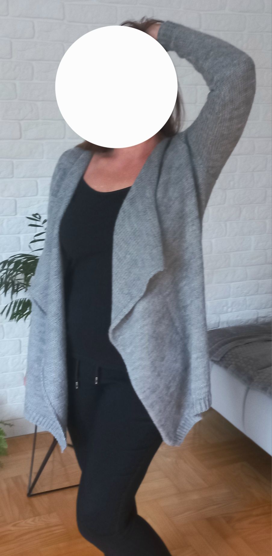 Kardigan, sweter, narzutka r.Uni SZARY stan BDB akryl / wełna