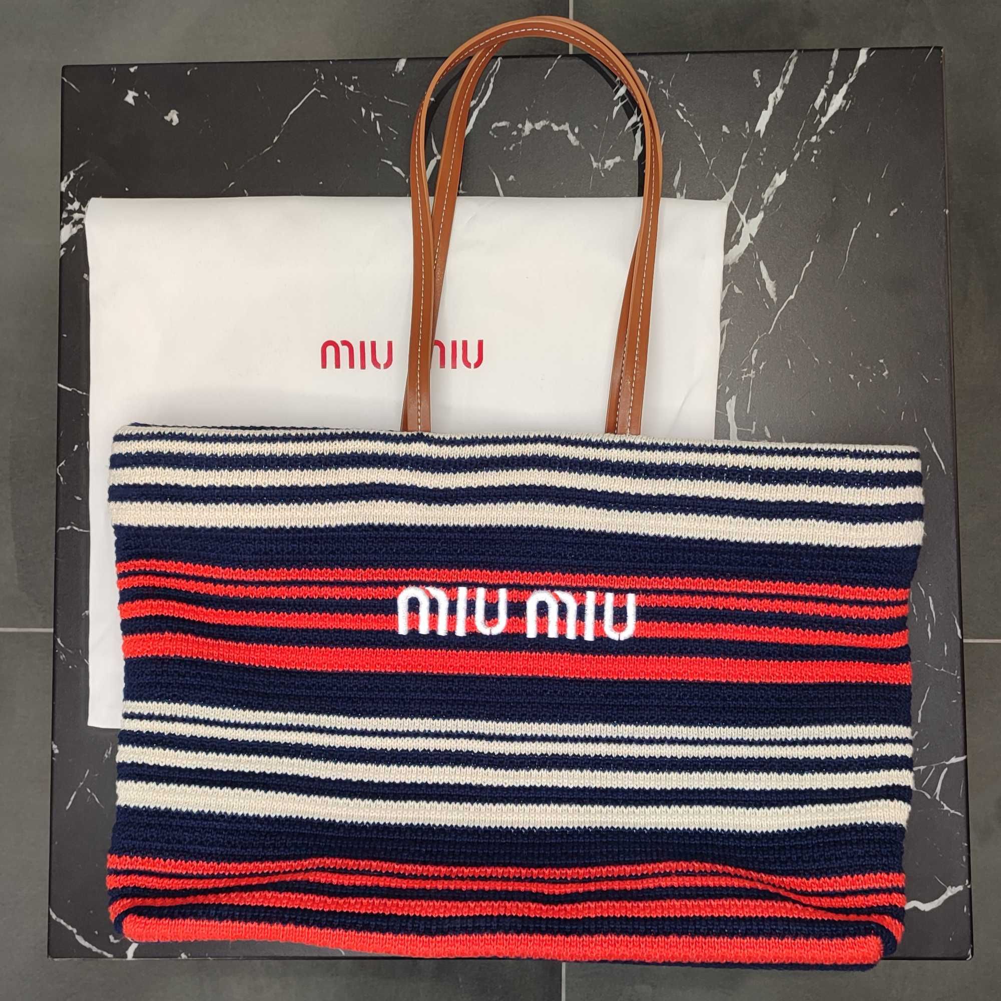 Сумка Miu Miu Crochet Tote Bag In Blue/Red/White