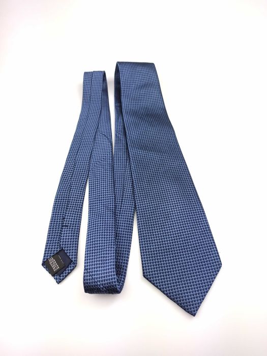 Granatowy niebieski jedwabny krawat zm97